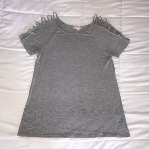 Gray cut out T-shirt